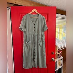 Orange Creek green button front midi dress size 1X